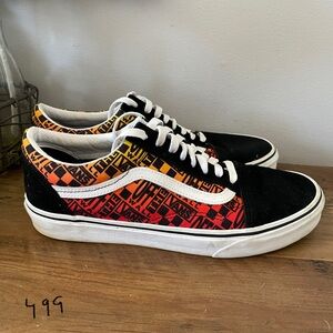 Vans Men's Black and Red-Orange Sneakers